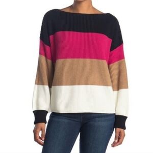 NWT French Connection Millie Mozart Colorblock Strip Sweater